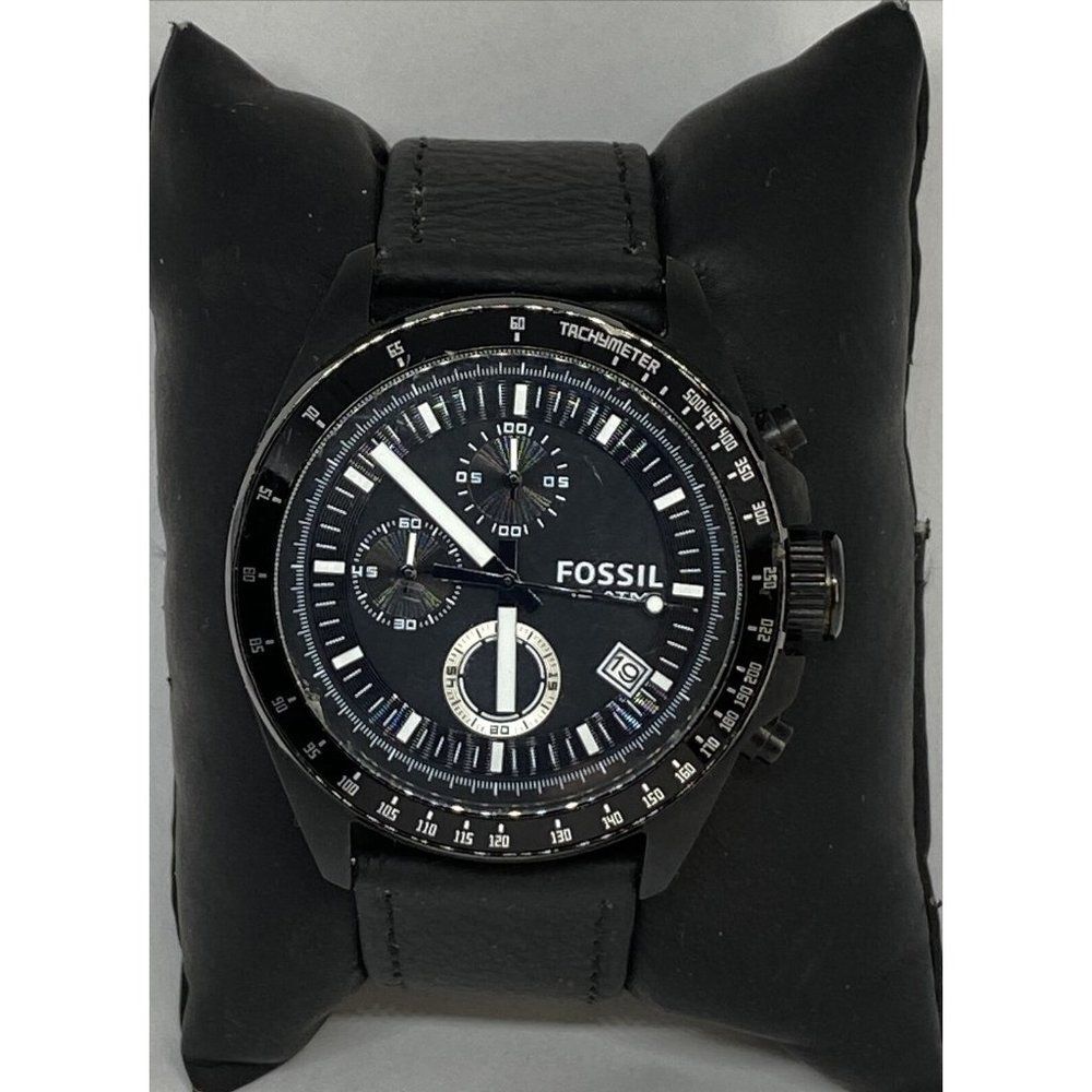 Fossil Decker CH2601 Men's Black Leather Analog Di